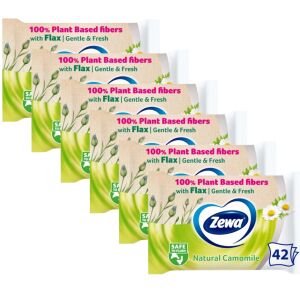 Zewa Natural Camomile Мокра тоалетна хартия 6x42 броя, на растителна основа и може да се пуска в тоалетната - Домакински хартиени продукти
