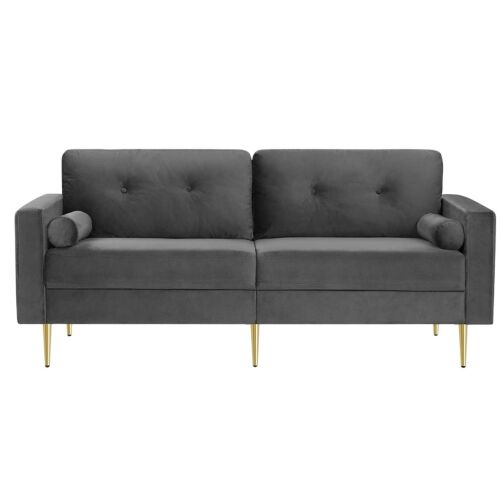 Vasagle Sofa, 3-Sitzer, Samt/Holz/Metall, Grau/Gold, 78 x 88 x 183 cm 142944793
