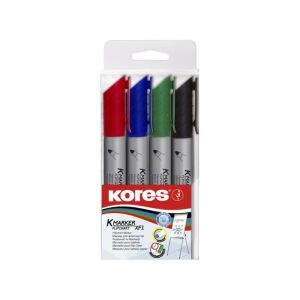 Flipchart markerek, 4 színű készlet, vízbázisú tintával, kerek hegyű, 3 mm