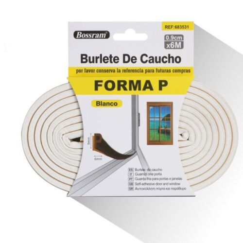 Bossram P alakú öntapadó tömítőszalag ajtókhoz és ablakokhoz, 0.9cm x 6m