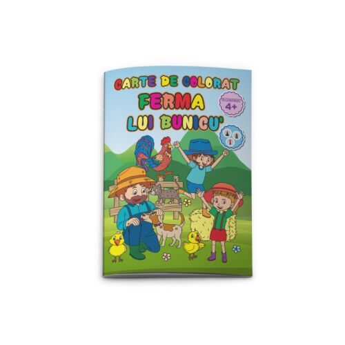Ferma lui Bunicu színezőkönyv gyerekeknek, A4-es méret, 24 oldal, farm téma