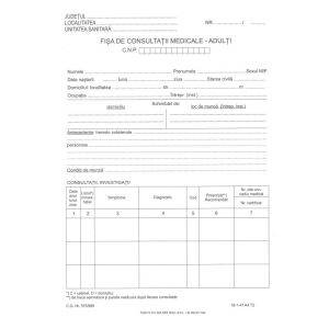 Felnőtt orvosi konzultációs űrlap, elülső és hátoldali nyomtatás, A4, kartonborítás 140 g/nm
