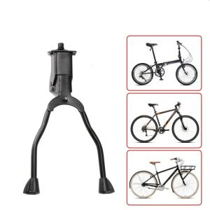 Cric dublu pentru bicicleta, montare centrala, aliaj de aluminiu, picioare antiderapante, negru