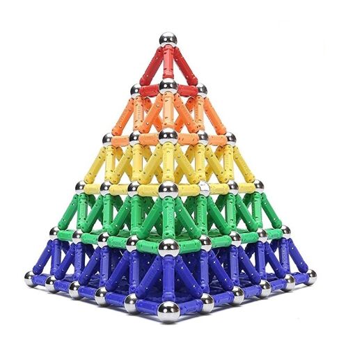 ProCart 3D mágneses építőkészlet nagy piramis szerkezet, színes mágneses rudakkal és golyókkal