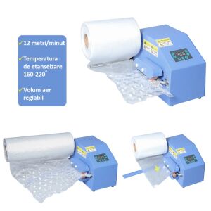 Buborékfóliázó gép, 12 méter/perc, 200 W, állítható sebesség és levegőmennyiség 142950454 - Buborékfólia