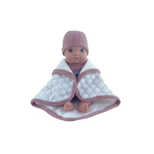 Yala Baby baba takaróba csomagolva, realisztikus baba sapkával és takaróval