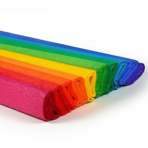 Krepp-papír 200x25 cm, szivárványszínű, 16 g/m2, 10 darabos kiszerelés