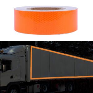 Rugalmas fényvisszaverő szalag, narancssárga, öntapadós, 5 cm x 1 m, vízálló