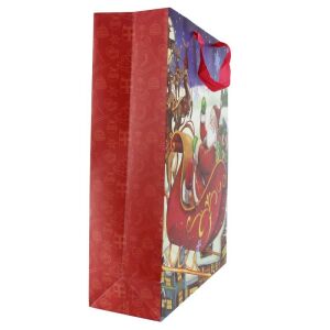 Mikulás ajándéktáska, 43x55x15 cm, különféle minták, szalagos fül