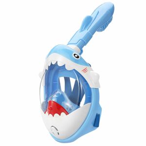 Renew Force kék cápa teljes arcú búvármaszk gyerekeknek, ferde nézet - Búvárkodás
