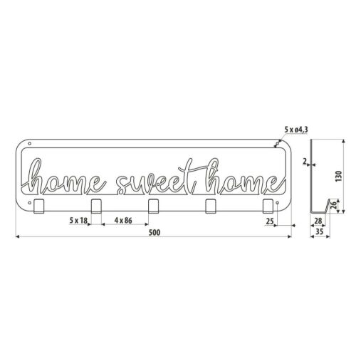 Suport pentru umeraș-cheie 2072 Model Home Sweet Home 142959536