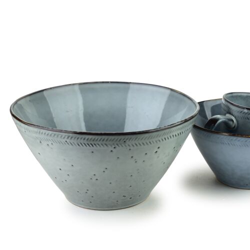 BASIC NATURE Salátás tál 2L 23x23x12cm szürke kerámiából