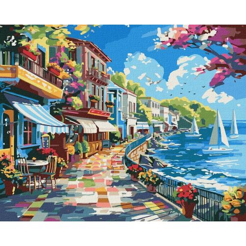 Ideyka: Kolorowanie po numerach - miasto nad oceanem - 40 x 50 cm 142984800