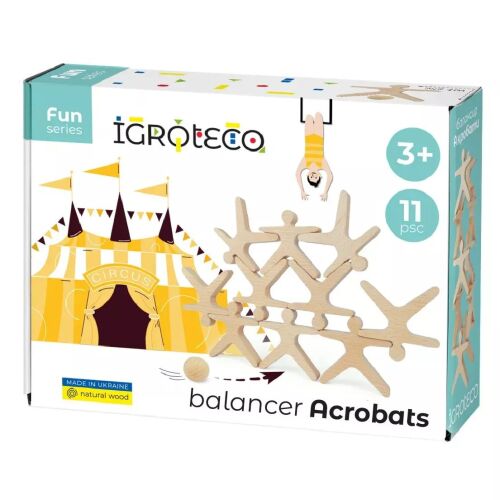 Igroteco Balancer Akrobati 11-dijelna drvena igra za ravnotežu za djecu 3+