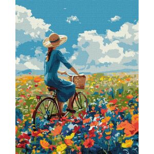 Maľovanie podľa čísiel, cesta medzi kvetmi 40 x 50 cm 142988279 - Súpravy pre umenie a remeslá