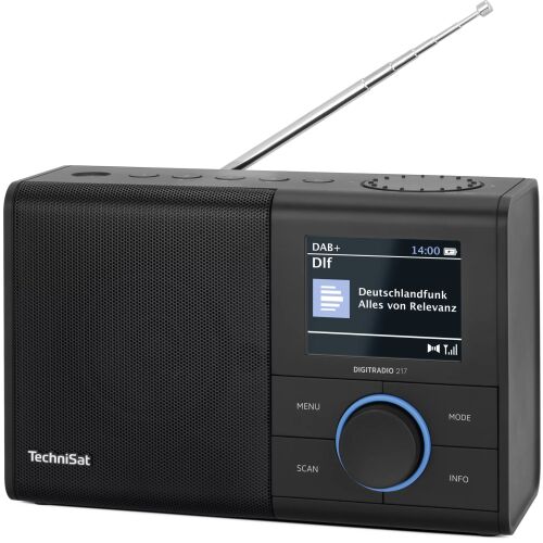 Szögletes nézet TechniSat DigitRadio 217 Fekete Hordozható Rádió