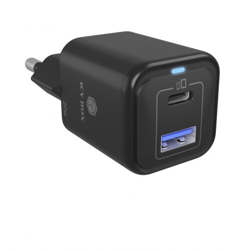 Icy Box IB-PS1020-PD USB-A / USB-C Hálózati Töltő Adapter 20W - Fekete 142992215