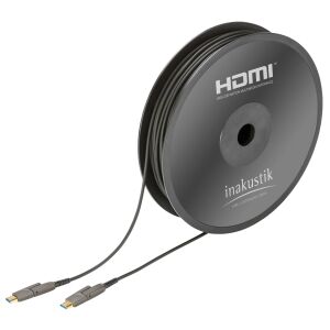 InAkustik Profi HDMI - HDMI 2.0 Száloptikai kábel Micro HDMI adapterrel 30m - Fekete 142992314 - HDMI kábel