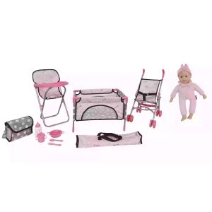 Bambolina 10 darabos Óriás játékbaba készlet kiegészítőkkel