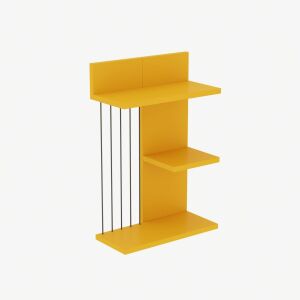 Zidna polica Kinik Yellow - Moderna plutajuća polica s crnim akcentima - Dječji i mladenački namještaj