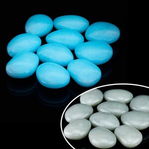 Pietricele fosforescente lumineaza glow aqua, diametru 4 cm, 10 bucati 143001881 - Dekorációs kő