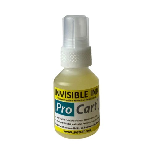 Cerneala UV invizibila Yellow pentru securizare si marcaje, universala, flacon 50 ml