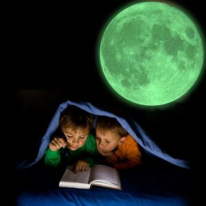 Sticker fosforescent model Luna, vinil, lumineaza intens, accesoriu decorativ 20 cm