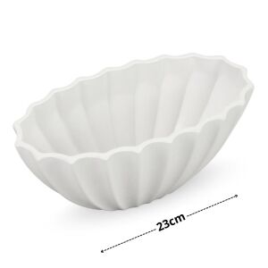 Fehér dekor tál bordás 23x12x10cm