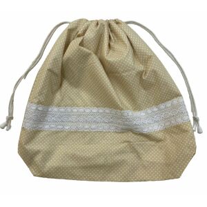 MK Bea Nagy cipós zsák – bézs alapon fehér pöttyös, csipkebetéttel 143012646 - Bevásárlóháló, rendező táska