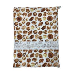 MK Bea Kis cipós zsák – fehér csipkebetétes péksütemény mintával