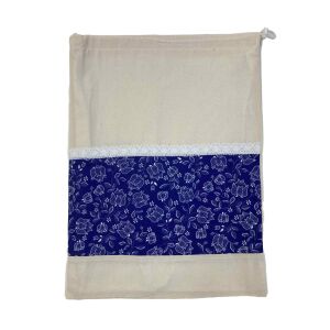 MK Bea Behúzós kenyereszsák – kék tulipán mintás 143012697 - Bevásárlóháló, rendező táska