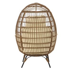Rattan fotel, természetes/fekete/bézs, KARMEN 143067665 - Kerti fotel & Szék