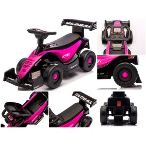 Kollázs a Lábbal hajtható J6 bébitaxiról, versenyautóról - rózsaszín - R-Sport