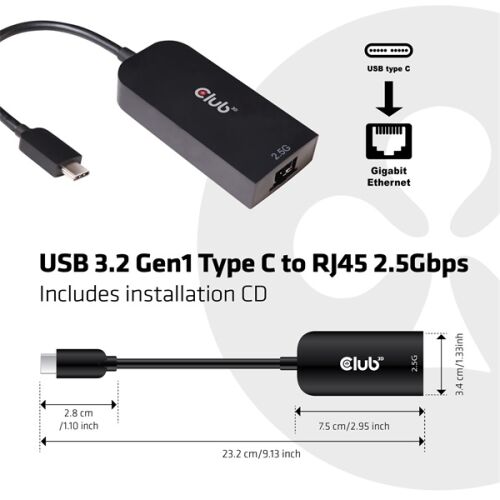 CLUB3D CAC-1520 csatlakozó átlakító USB C Ethernet Fekete 143102649