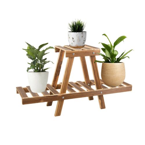 virágtartó állvány fa virágcserép kétemeletes polc 143104149