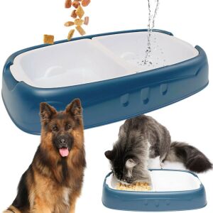 Dupla tál kutyának macskának kivehető műanyagból kék