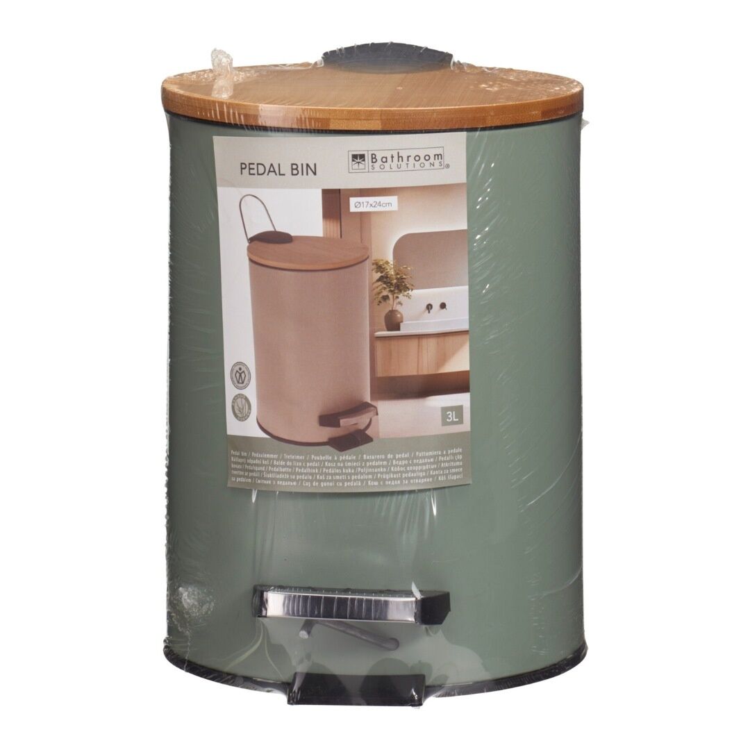 Kosz na śmieci z pedałem, pojemność 3l, kolor ciemnozielony, 17x24 cm