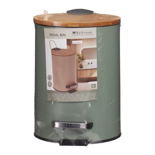 Kosz na śmieci z pedałem, pojemność 3l, kolor ciemnozielony, 17x24 cm 143106278
