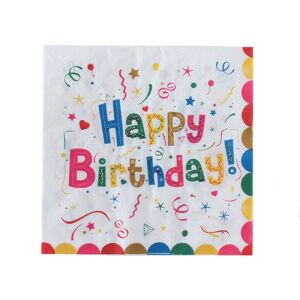 Servetele de Masa pentru Zile de Nastere, KipHome, Servetele de masa Tematice Happy Birthday, Set 20 buc, Unisex, din Hartie, 33 x 33 cm, Alb Multicolor 143107886 - Șervețele