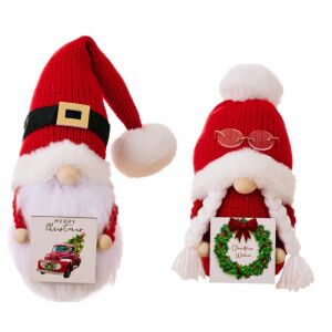 ECARLA Krasnal skrzat świąteczny Boże Narodzenie stojący czerwony z kartką 24cm KSN166 143108673 - Boże Narodzenie