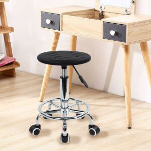 Antystatyczny Stołek Obrotowy PU z Podnóżkiem, Regulacja Wysokości 143112447 - Krzesło do salonu