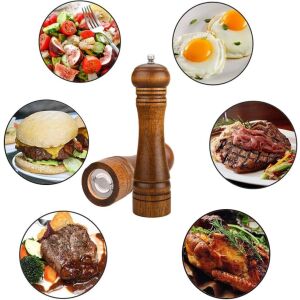 Drewniany Młynek do Pieprzu Soli 20cm Ceramiczny Mechanizm 143112776 - Przechowywanie i sortowanie