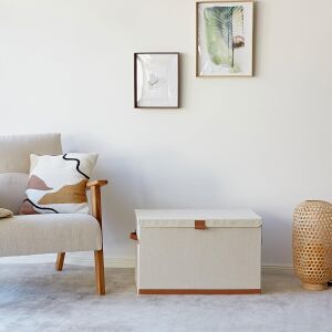 Pojemnik do Przechowywania z Pokrywką Beżowy 62x37.5x39cm 143113069 - Przechowywanie i sortowanie