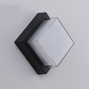 Prim-plan cu o aplică LED pătrată, neagră, de exterior. - Lămpi de perete pentru exterior