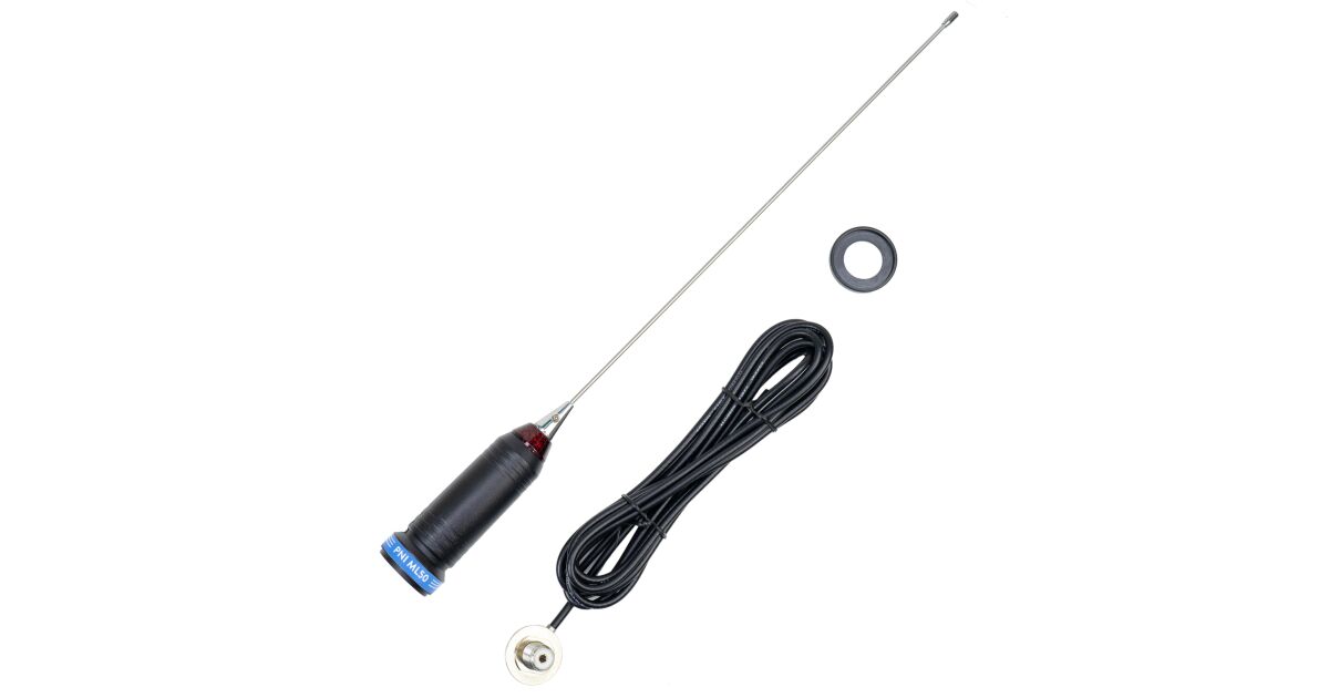 Antenne CB PNI ML200 - 200cm, 26-28MHz, 1000W, Avec Câble RG58 De 4 Mètres