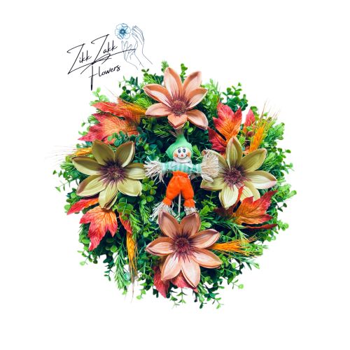 Zikk Zakk Flowers Őszi ajtódísz fehér háttérrel