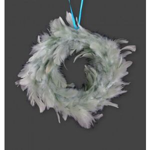 Fészek koszorú tollas fehér és zöld, 15cm-es tollas koszorú - Koszorú