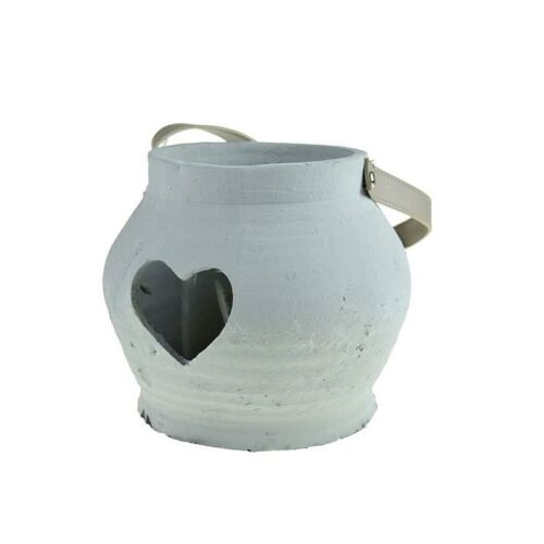 Mécsestartó szívvel fogantyúval 17*15cm szürke DK 143127801