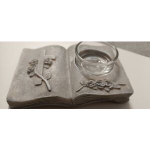 Kegyeleti könyv mécsestartóval, kereszttel és rózsákkal - Kegyeleti dekoráció