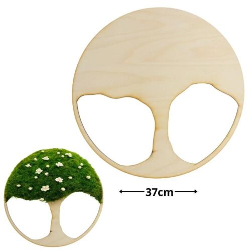 Natúr fa DIY fa alap 37cm moha dekorációs példával